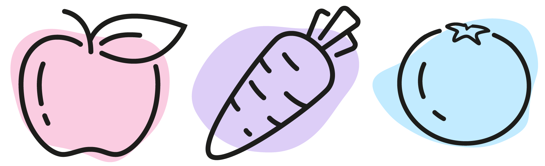 graphic of a Apple Carrot and Tomato